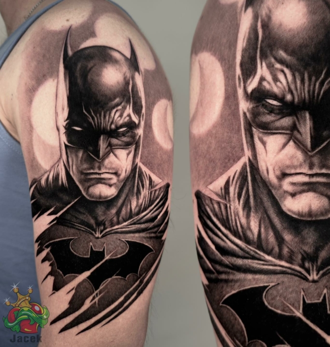 Tatuaże realistyczne - batman - studio tatuażu warszawa